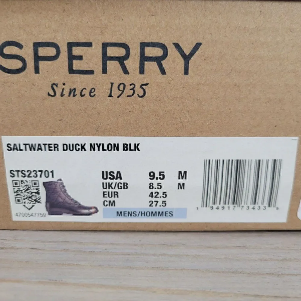 Sperry Black Saltwater Duck Boots Sz 9.5